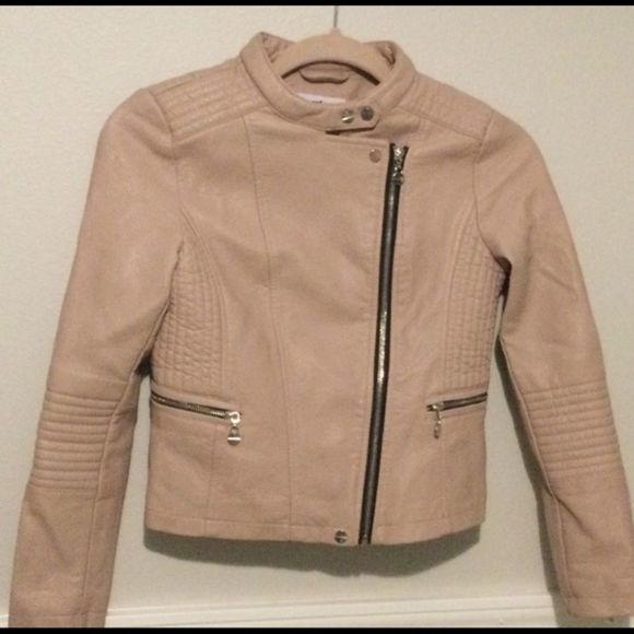 🌸🌸HP🎉Gorgeous Coffee Shop Kids Blush Kids Soft Faux Leather Girls Jacket EUC - Picture 3 of 14